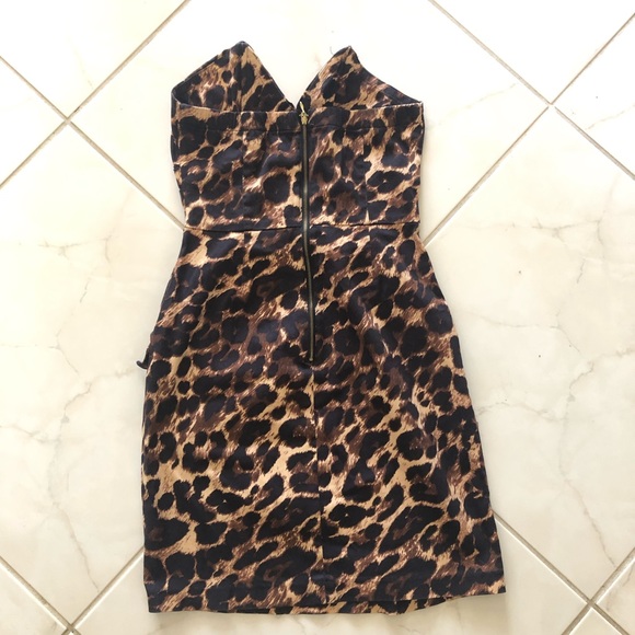 Leopard Cheetah Print Mini Strapless Dress - Picture 7 of 8